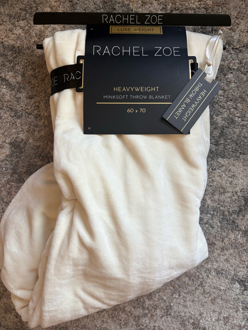 Rachel Zoe Cream Plush Minksoft Throw Blanket 60 x 70”